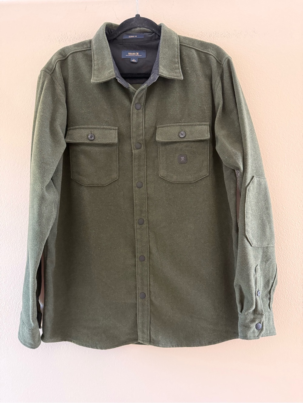 Roark Olive Green Snap Front Wool Blend Shacket Shirt Warm